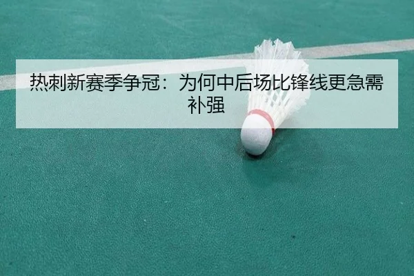 热刺新赛季争冠：为何中后场比锋线更急需补强
